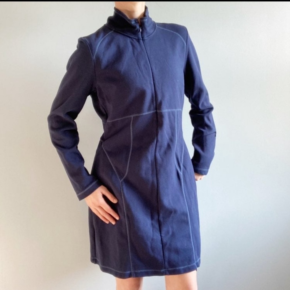 Athleta Large Petite 1/4 zip dress navy